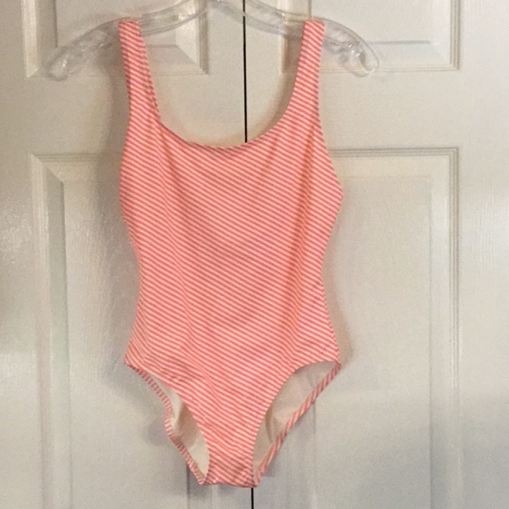 Solid and Striped Pink/Coral One-Piece Swimsuit